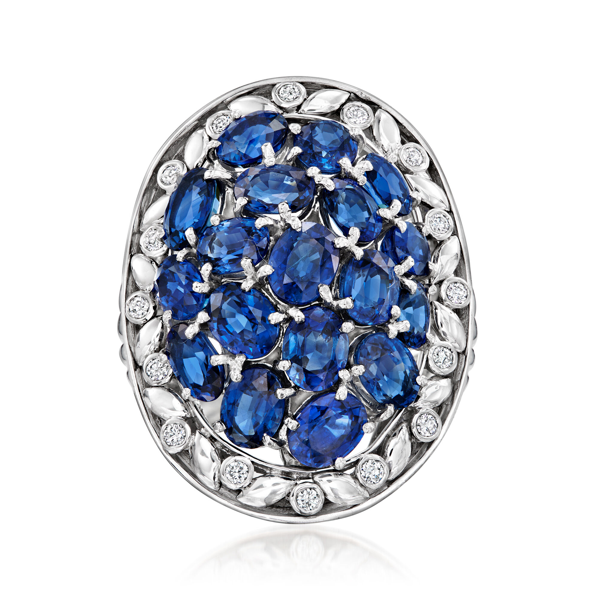 C. 1980 Vintage 9.98 ct. t.w. Sapphire Cluster Ring with .23