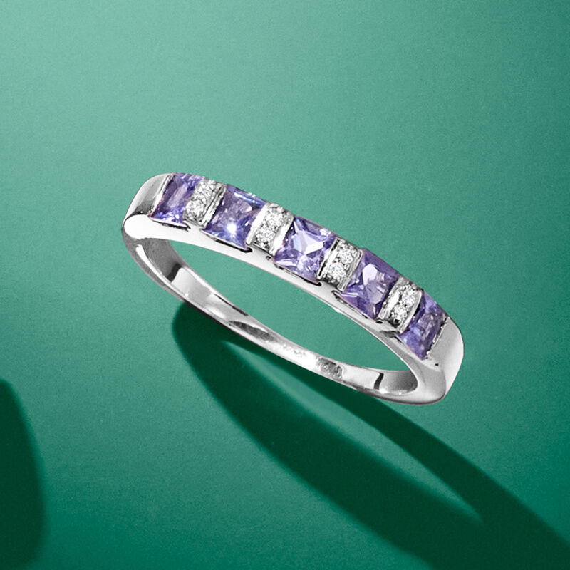 .70 ct. t.w. Tanzanite Ring with Diamonds in Sterling Silver image number 3