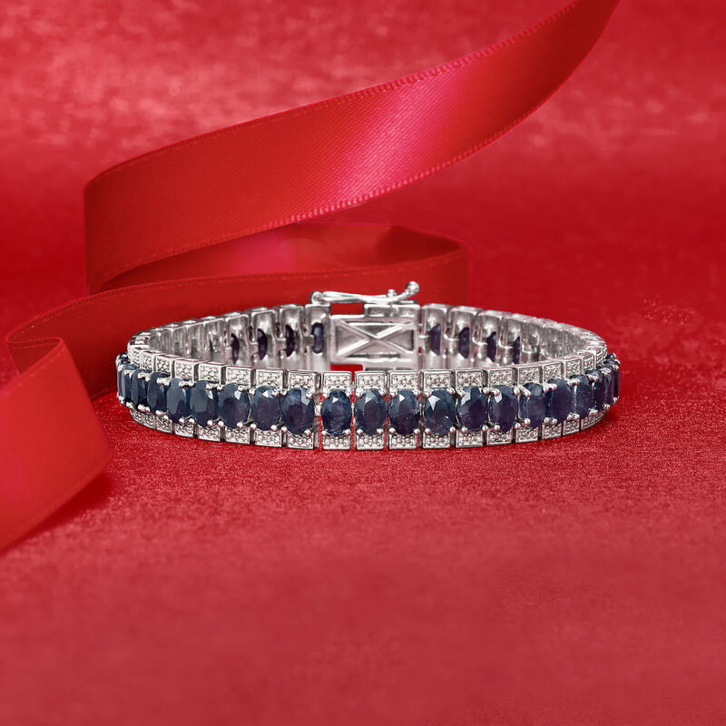 25.00 ct. t.w. Sapphire Tennis Bracelet in Sterling Silver image number 2