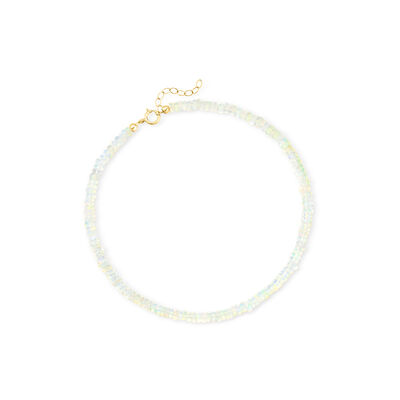 3.5-4mm Opal Bead Anklet in 14kt Yellow Gold