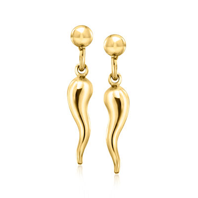 18kt Gold Over Sterling Italian Horn Drop Earrings
