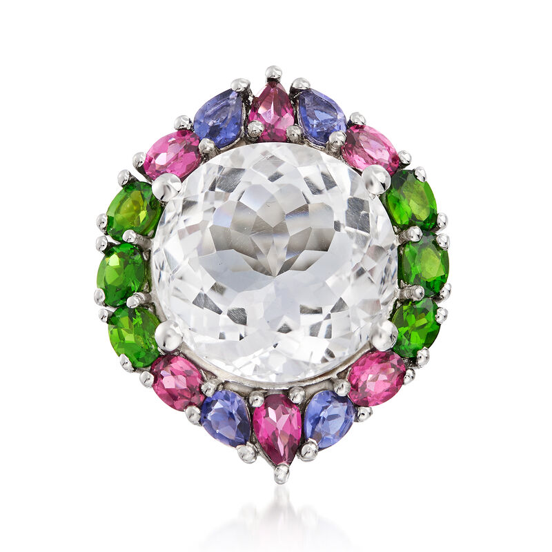 Rock Crystal and 2.70 ct. t.w. Multi-Gemstone Ring in Sterling Silver image number 0
