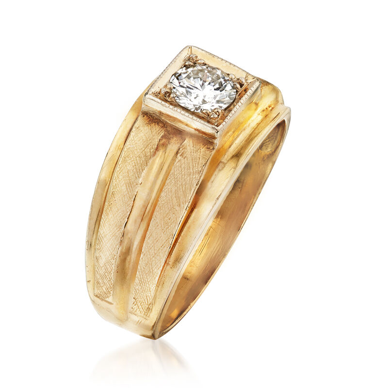 C. 1970 Vintage Men's .60 Carat Diamond Ring in 14kt Yellow Gold. Size 10 image number 2
