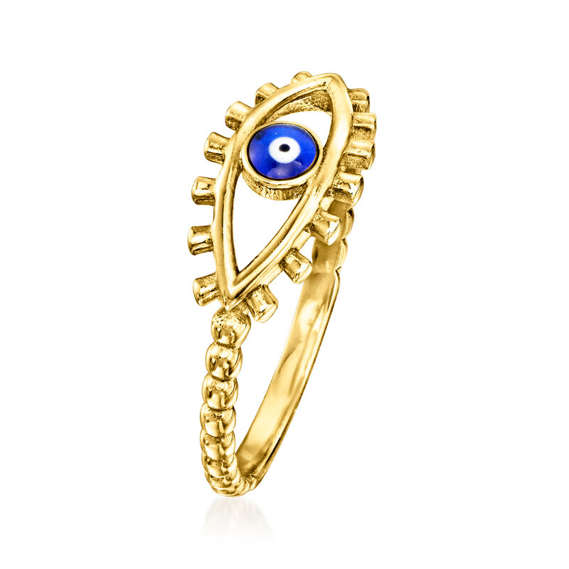 10kt Yellow Gold Evil Eye Ring with Multicolored Enamel image number 2