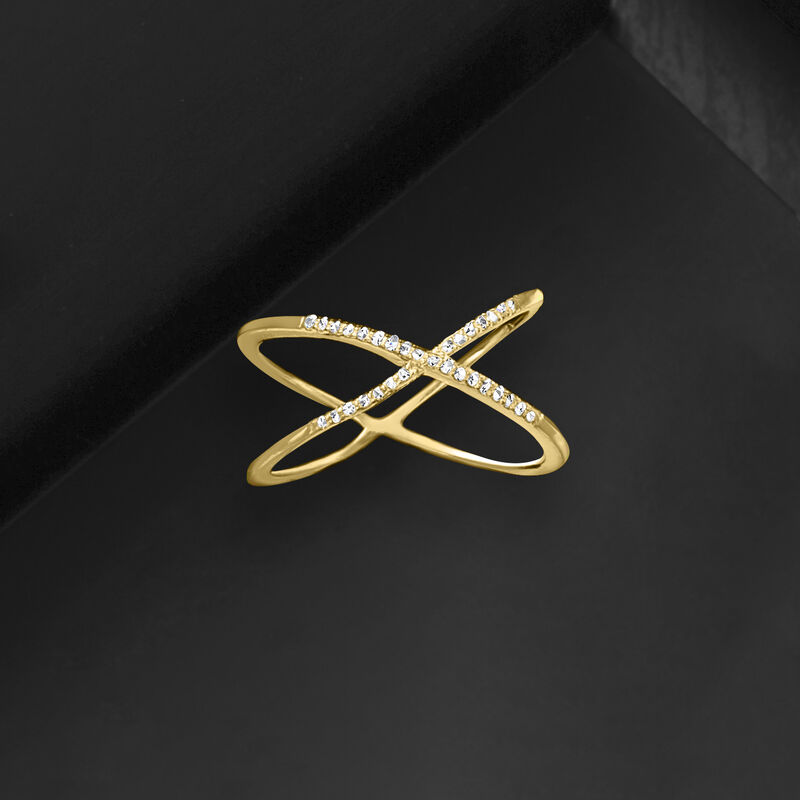.10 ct. t.w. Diamond Crossover Ring in 18kt Yellow Gold Over Sterling image number 3