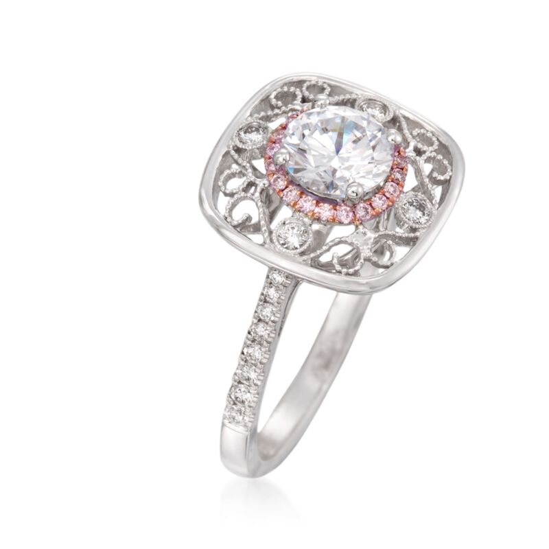 Simon G. .24 ct. t.w. Pink and White Diamond Engagement Ring Setting in 18kt Two-Tone Gold. Size 8 image number 2