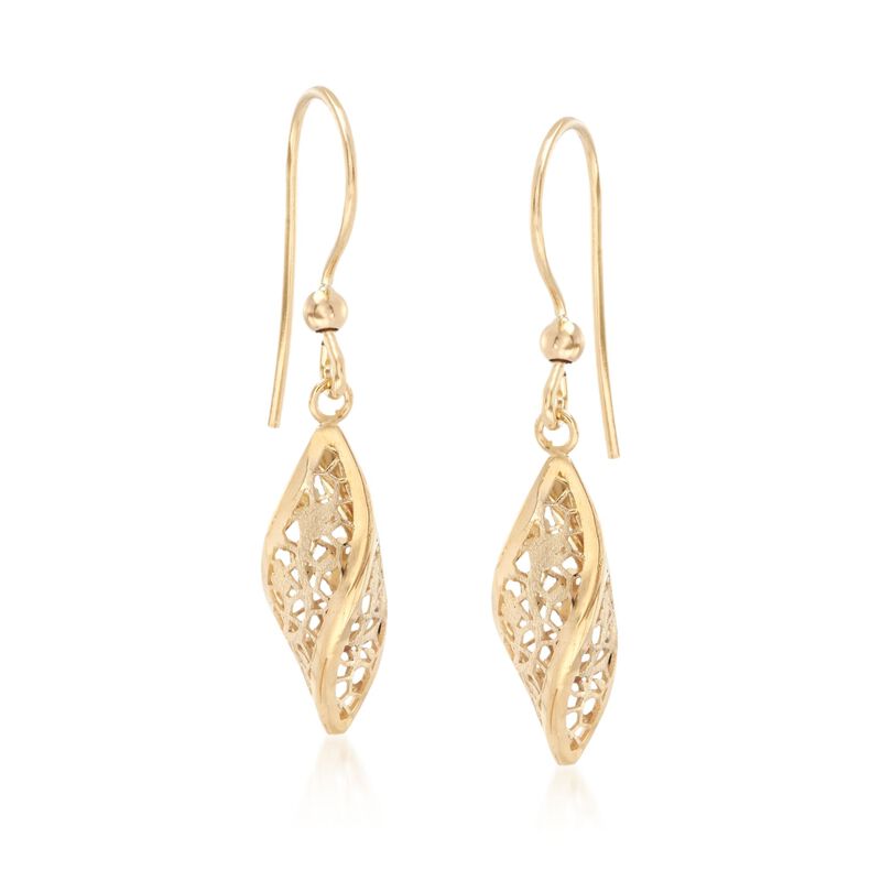 Italian 18kt Yellow Gold Floral Openwork Twist Earrings image number 0