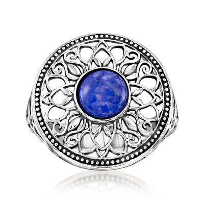 Lapis Filigree Ring in Sterling Silver