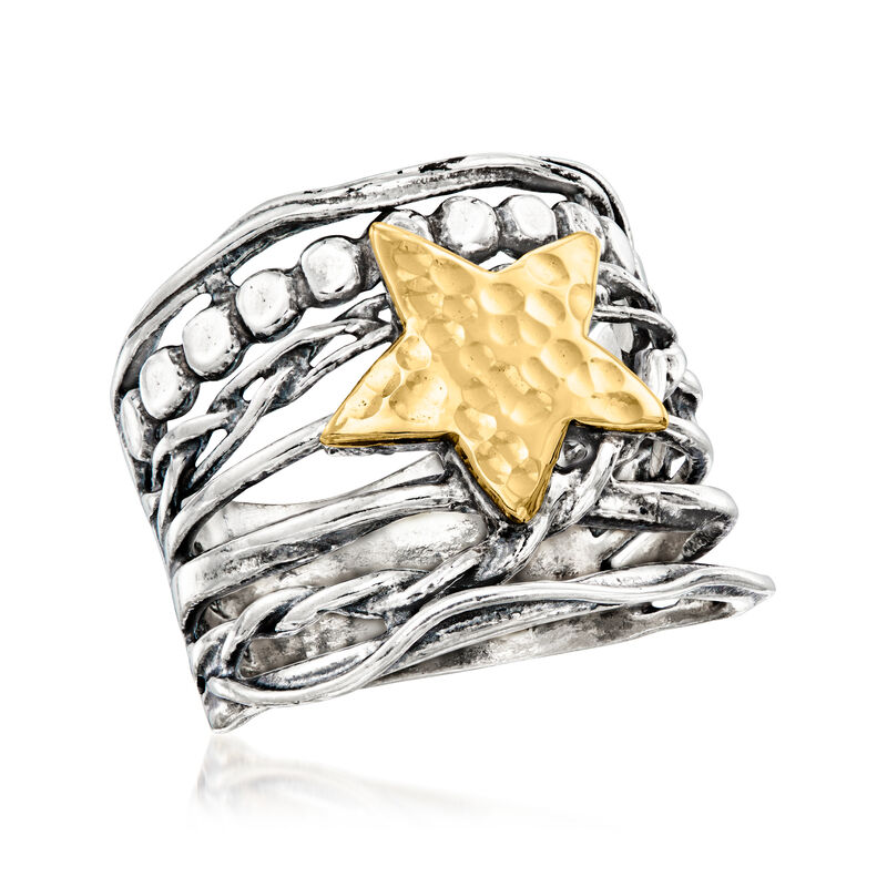 Sterling Silver and 14kt Yellow Gold Star Ring image number 3