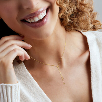 Italian 14kt Yellow Gold Lariat Knot Necklace