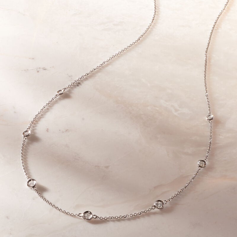 .33 ct. t.w. Graduated Bezel-Set Diamond Station Necklace in 14kt White Gold image number 2