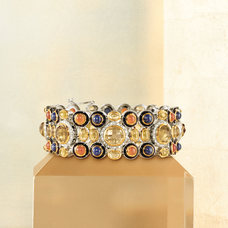46.10 ct. t.w. Multi-Gemstone Bracelet with Enamel in Sterling Silver image number 3