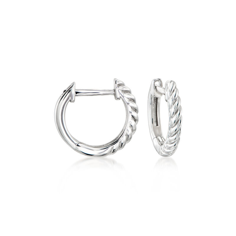 Sterling Silver Hoop Earrings with Removable .80 ct. t.w. Swiss Blue and White Topaz Drops  image number 2
