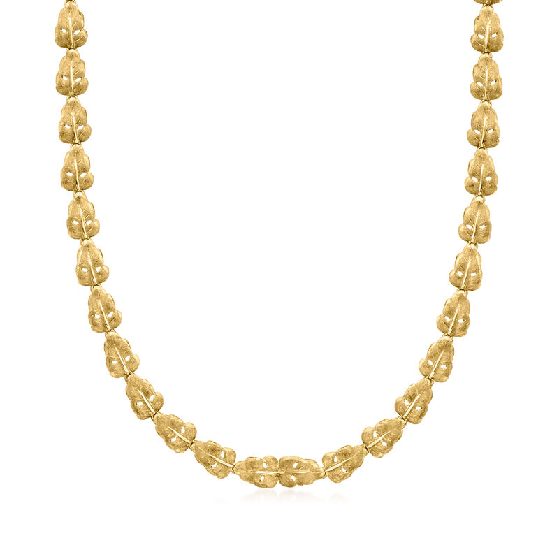 C. 1980 Vintage 18kt Yellow Gold Leaf Link Necklace. 17&quot; image number 0