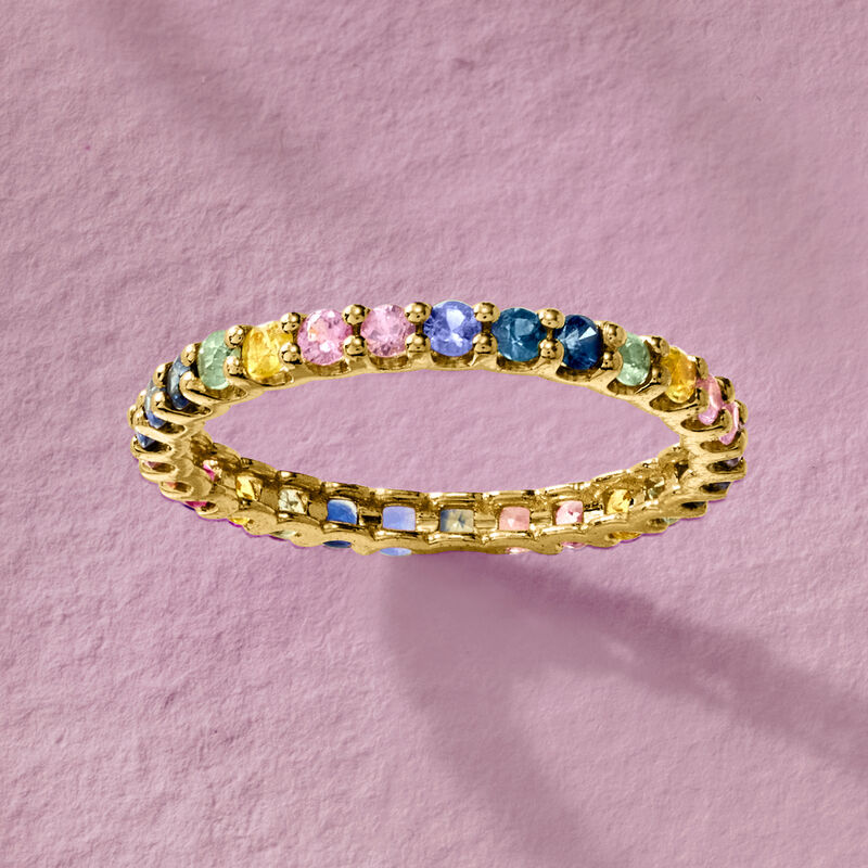 1.10 ct. t.w. Multicolored Sapphire Eternity Band in 14kt Yellow Gold image number 3