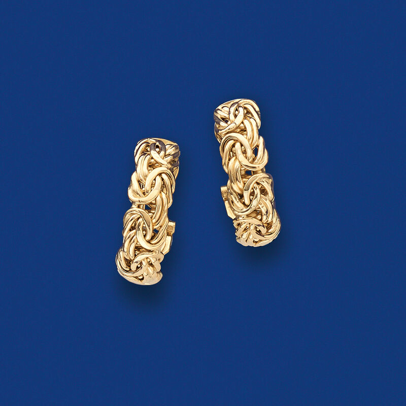 14kt Yellow Gold Byzantine Hoop Earrings image number 3