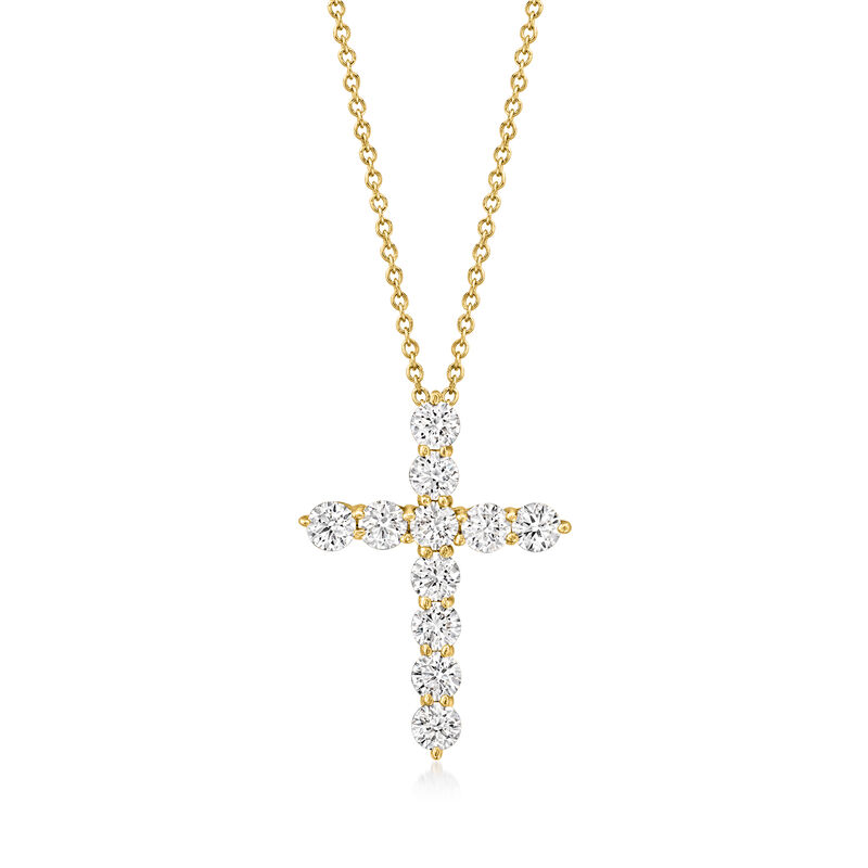 1.00 ct. t.w. Lab-Grown Diamond Cross Pendant Necklace in 14kt Yellow Gold image number 0