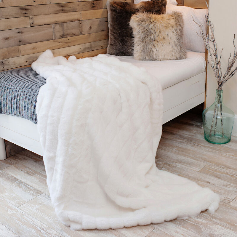 Signature Series White Mink Faux Fur Throw Blanket image number 2