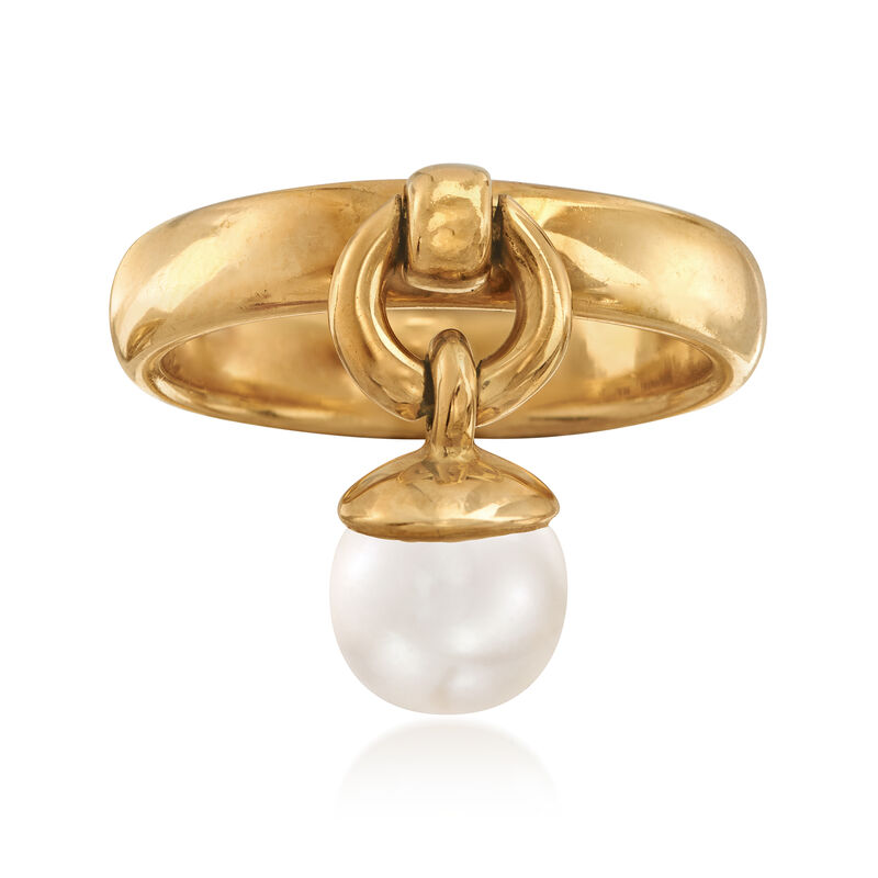 C. 1990 Vintage Tiffany Jewelry 6.5mm Cultured Pearl Ring in 18kt Yellow Gold image number 0