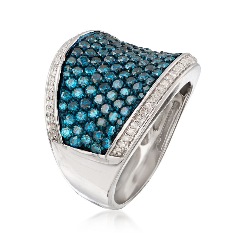 2.00 ct. t.w. Blue and White Diamond Dome Ring in Sterling Silver image number 1