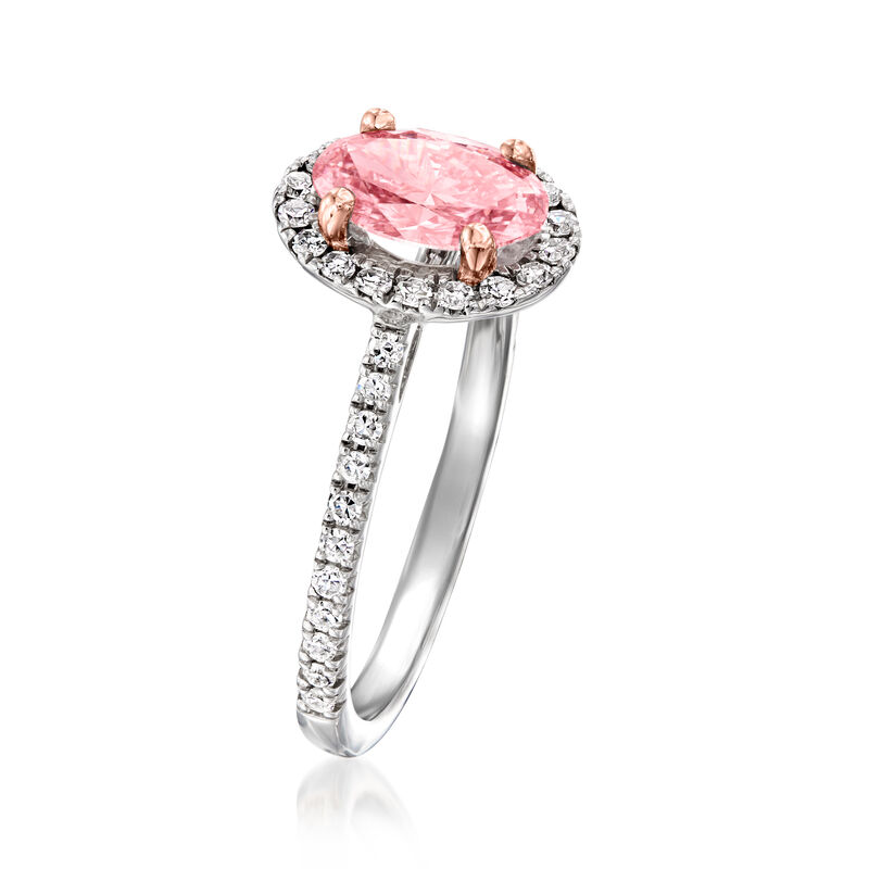1.35 ct. t.w. Pink and White Lab-Grown Diamond Ring in 14kt White Gold. Size 6 image number 2