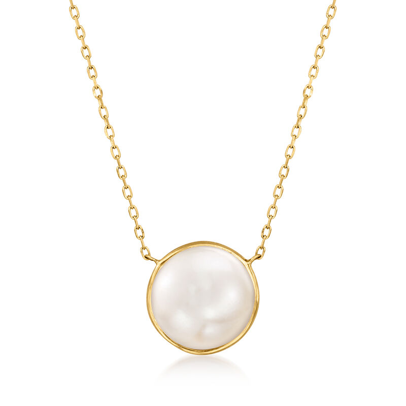 8-8.5mm Cultured Pearl Necklace in 14kt Yellow Gold image number 0