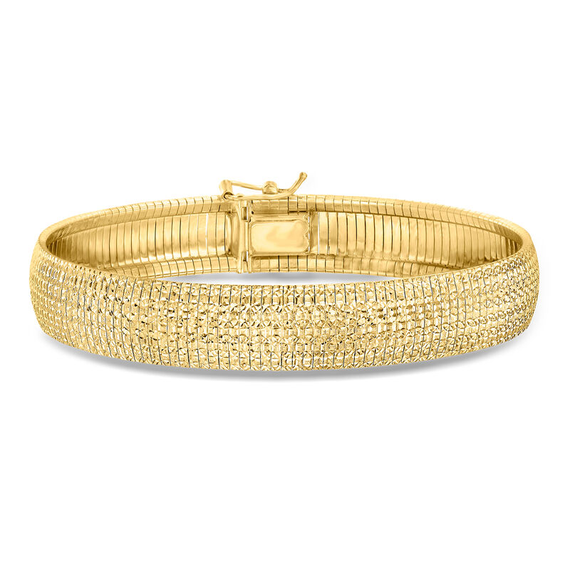 Italian 18kt Gold Over Sterling Textured and Polished Omega Bracelet. 8" image number 0