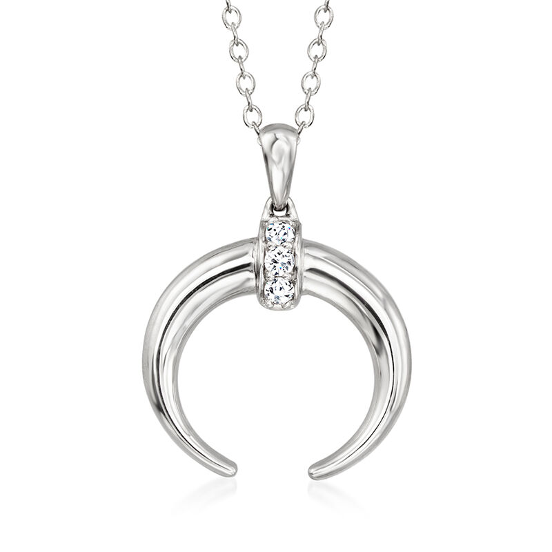 .10 ct. t.w. Diamond Crescent Pendant Necklace in Sterling Silver. 16&quot; image number 1
