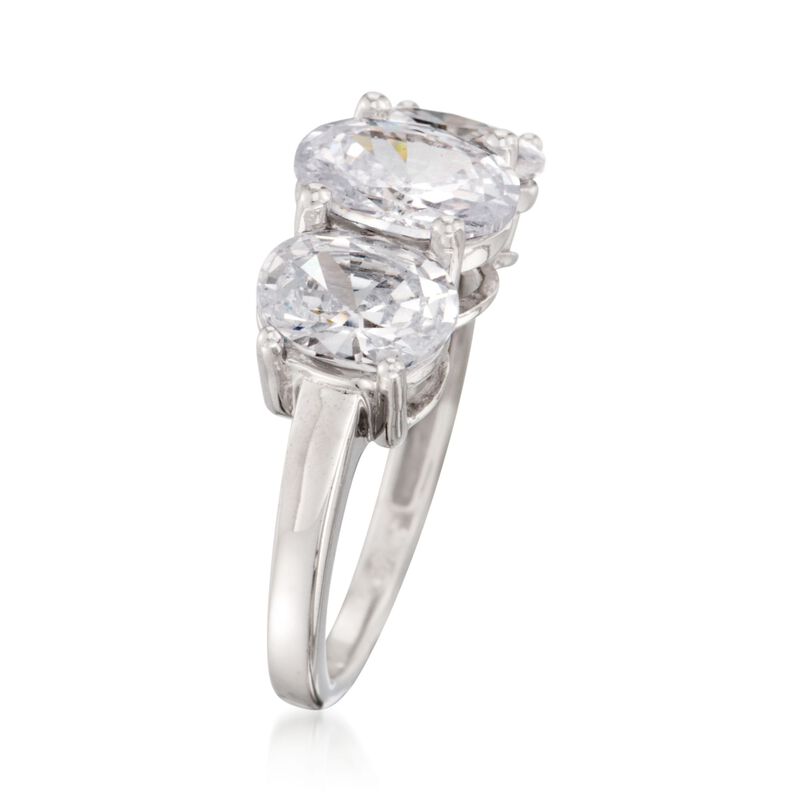 4.00 ct. t.w. Oval CZ Three-Stone Ring in 14kt White Gold image number 2