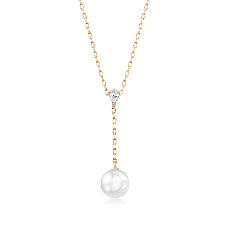 Mikimoto 7.5mm A+ Akoya Pearl Y-Necklace with Diamond Accent in 18kt Yellow Gold image number 0