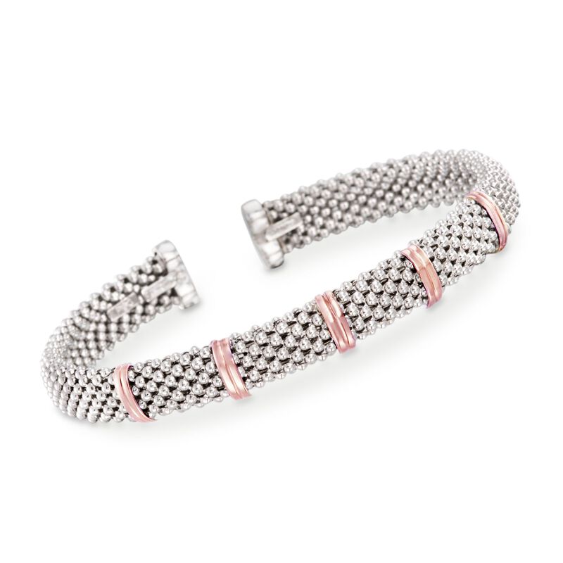 Phillip Gavriel &quot;Popcorn&quot; Sterling Silver and 18kt Rose Gold Cuff Bracelet image number 0