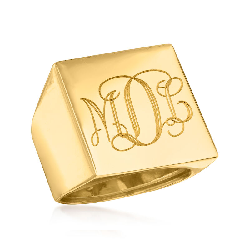 Italian 14kt Yellow Gold Personalized Square-Top Ring image number 4