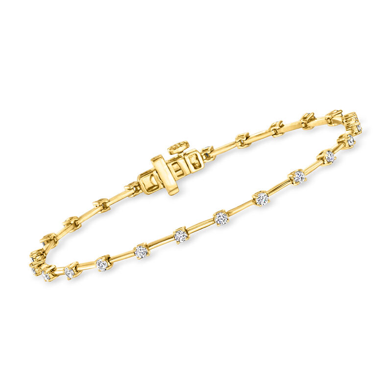 1.00 ct. t.w. Lab-Grown Diamond Station Bracelet in 18kt Gold Vermeil. 7&quot; image number 0