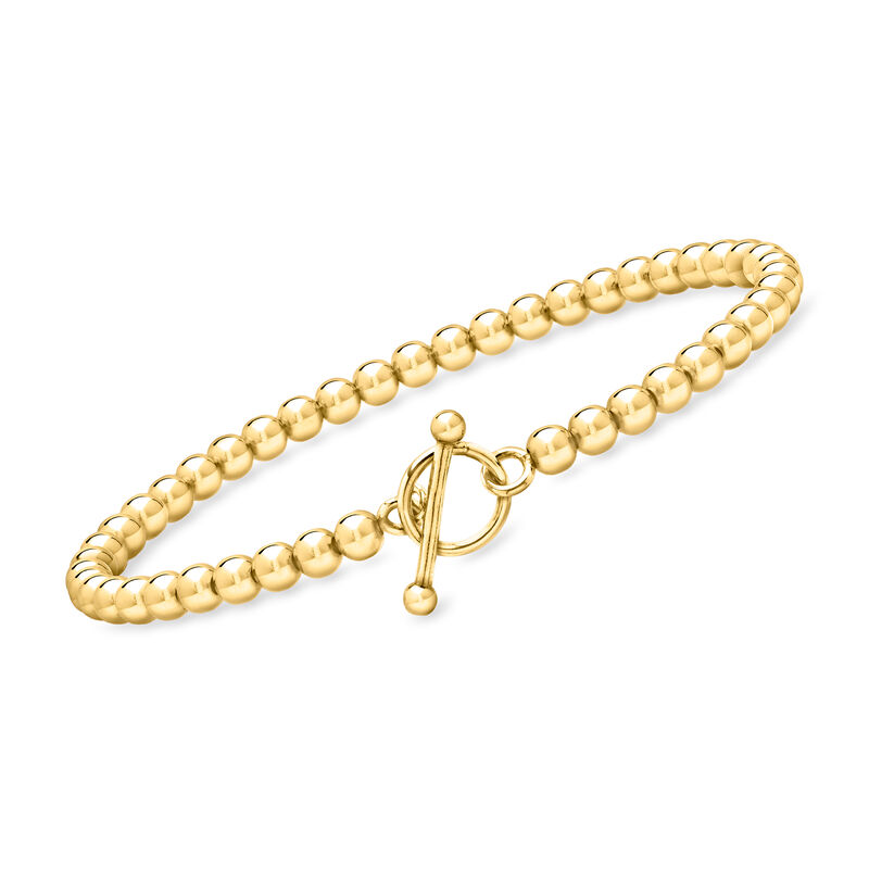 Italian 4mm 18kt Gold Over Sterling Bead-Chain Bracelet image number 0