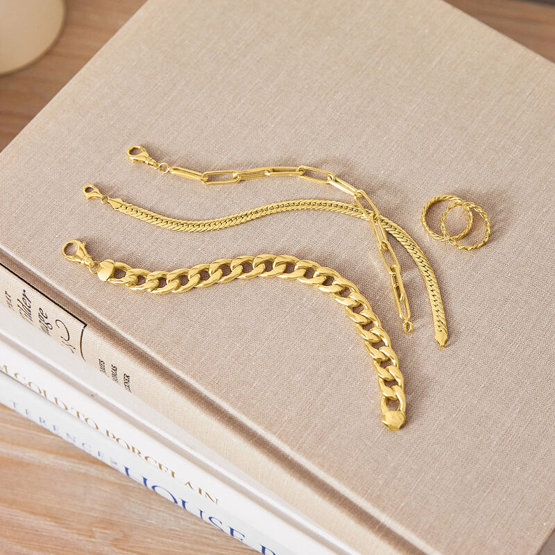 10kt Yellow Gold Flat-Edge Paper Clip Link Bracelet image number 2