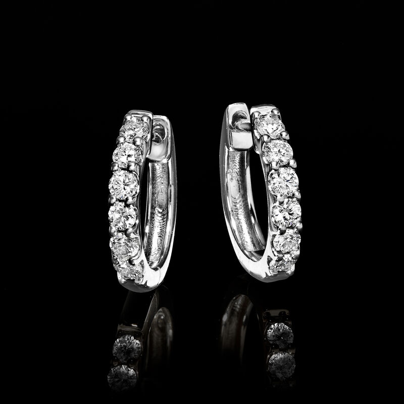 .33 ct. t.w. Lab-Grown Diamond Hoop Earrings in Sterling Silver. 3/8&quot; image number 2
