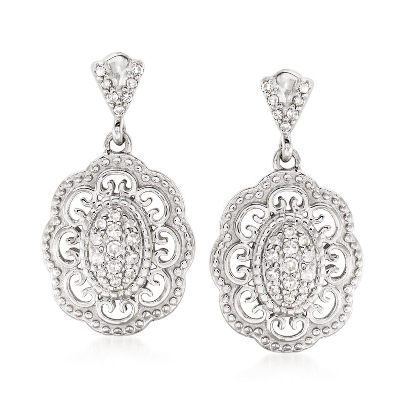 .25 ct. t.w. Diamond Filigree Drop Earrings in Sterling Silver image number 0