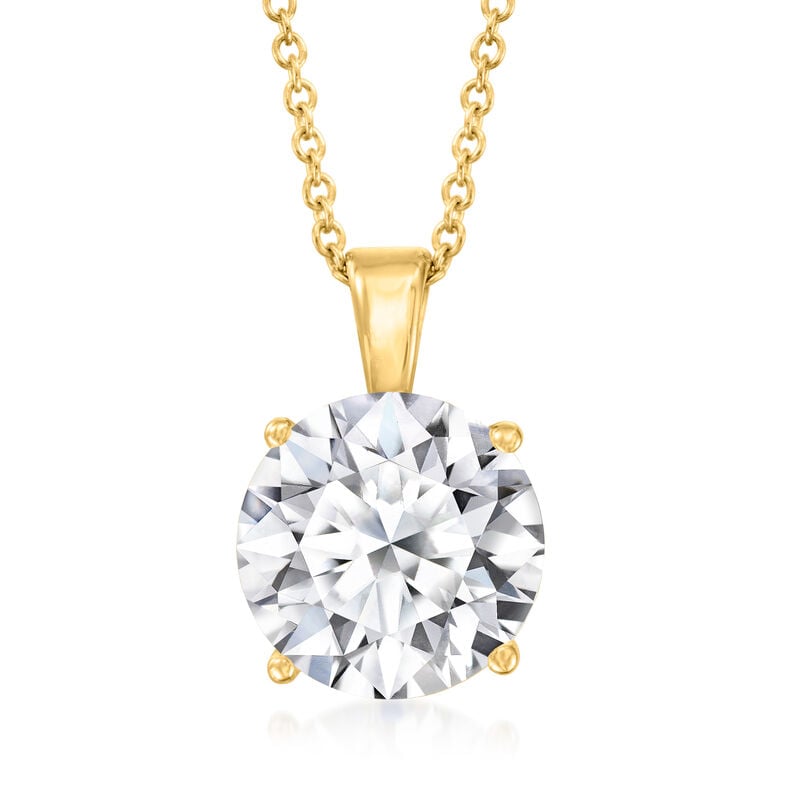 3.00 Carat Lab-Grown Diamond Solitaire Necklace in 14kt Yellow Gold image number 0