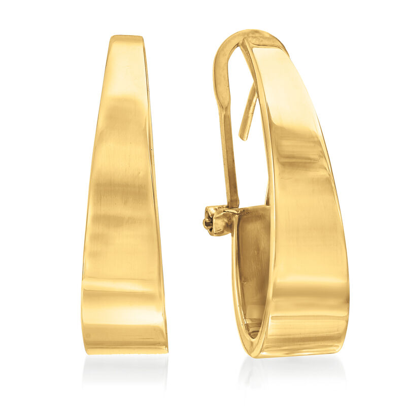 14kt Yellow Gold Tapered J-Hoop Earrings. 7/8&quot; image number 2