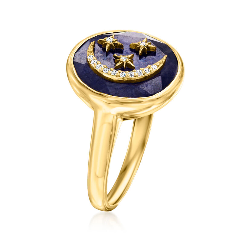 13.00 Carat Sapphire Celestial Ring with Diamonds in 18kt Gold Over Sterling image number 2