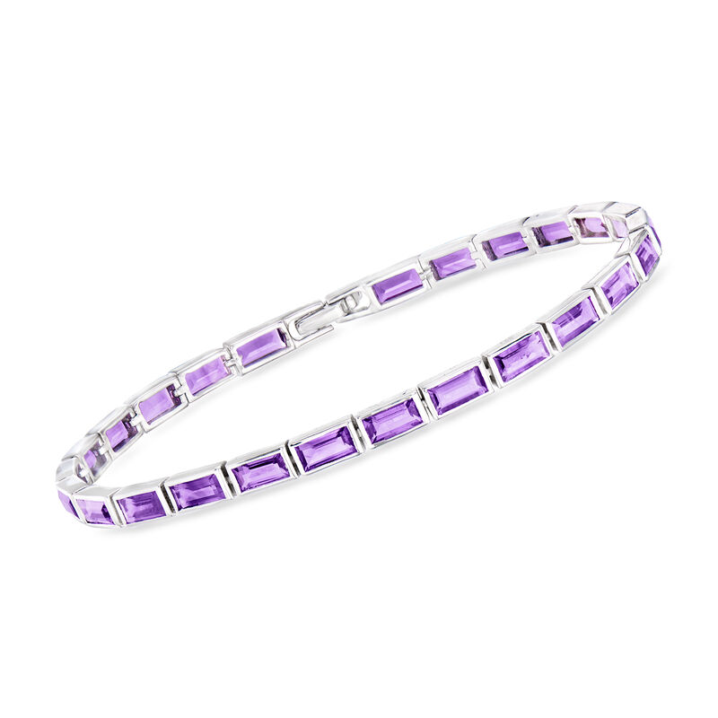 8.00 ct. t.w. Bezel-Set Baguette Amethyst Tennis Bracelet in Sterling Silver image number 0