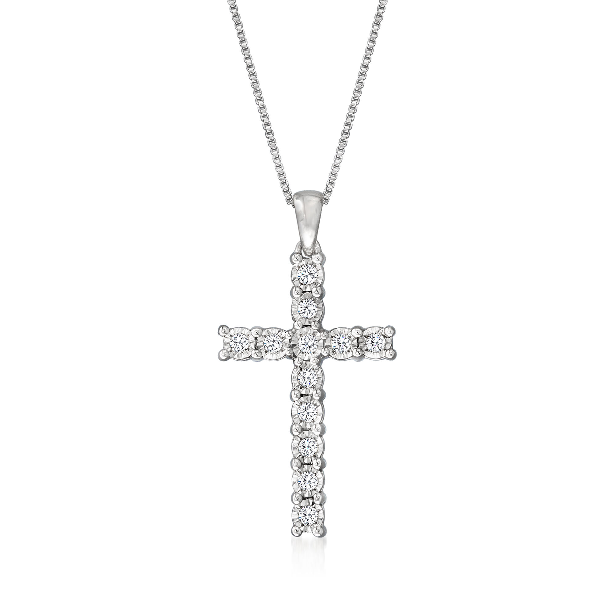 Sterling silver and diamond cross necklace hotsell