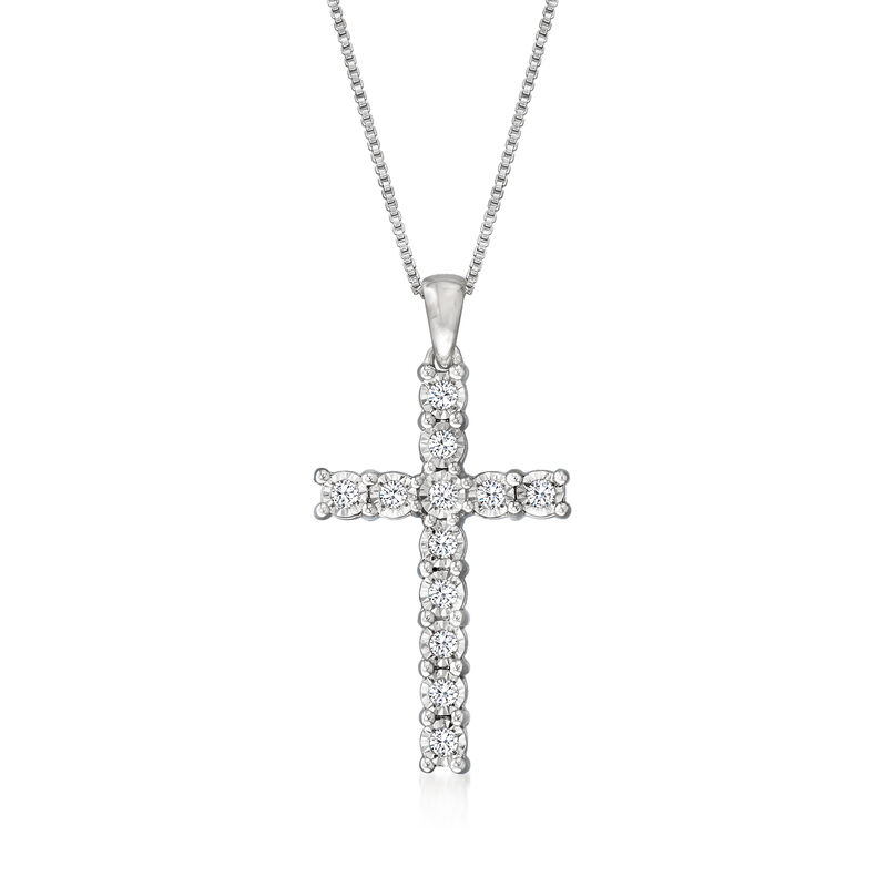 .25 ct. t.w. Diamond Cross Pendant Necklace in Sterling Silver image number 0