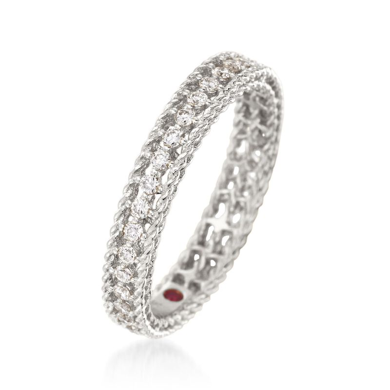Roberto Coin .43 ct. t.w. Diamond &quot;Symphony&quot; Princess Ring in 18kt White Gold image number 2