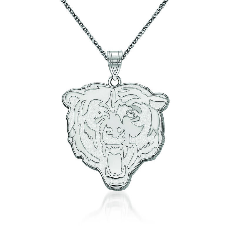 14kt White Gold NFL Chicago Bears Pendant Necklace. 18&quot; image number 0