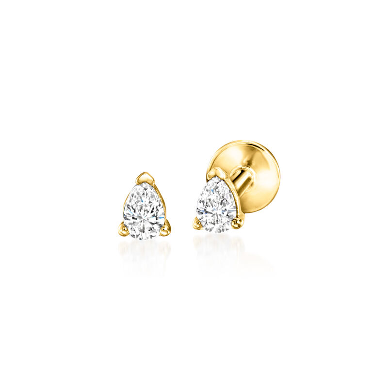 Pear-Shaped Lab-Grown Diamond Flat-Back Stud Earrings in 14kt Yellow Gold image number 1