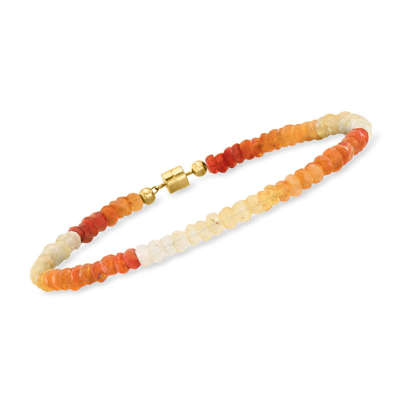 3.5-4mm Multicolored Opal Bead Bracelet with 14kt Yellow Gold Magnetic Clasp image number 0