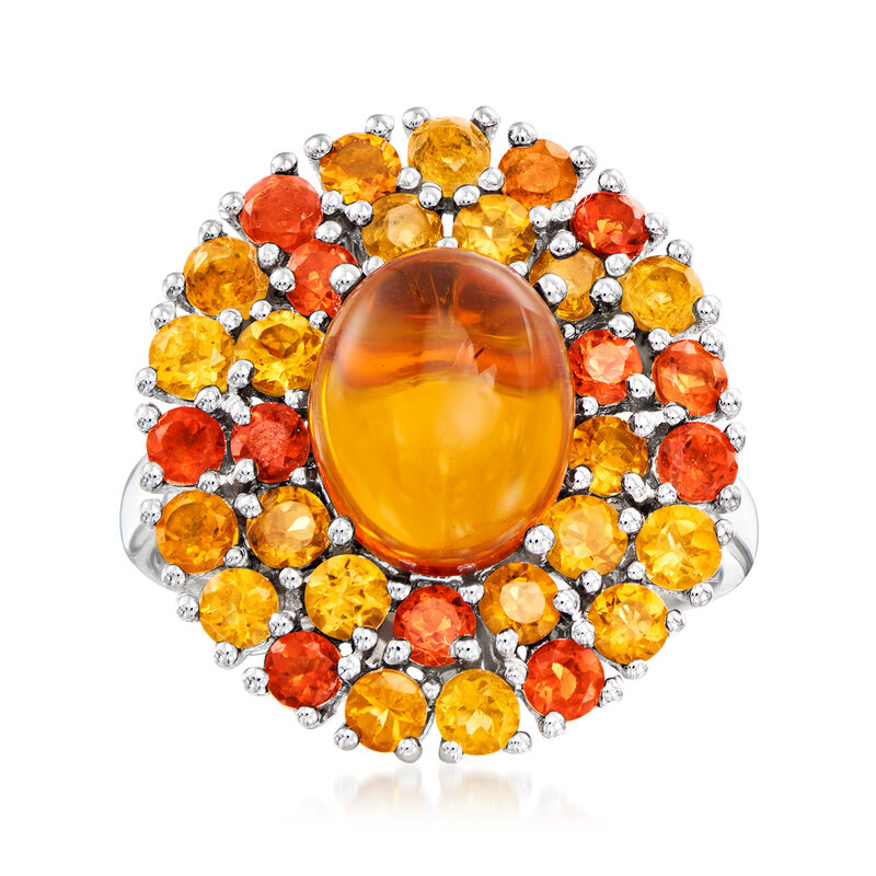 Amber Ring with 1.90 ct. t.w. Orange and Yellow Citrine in Sterling Silver image number 0