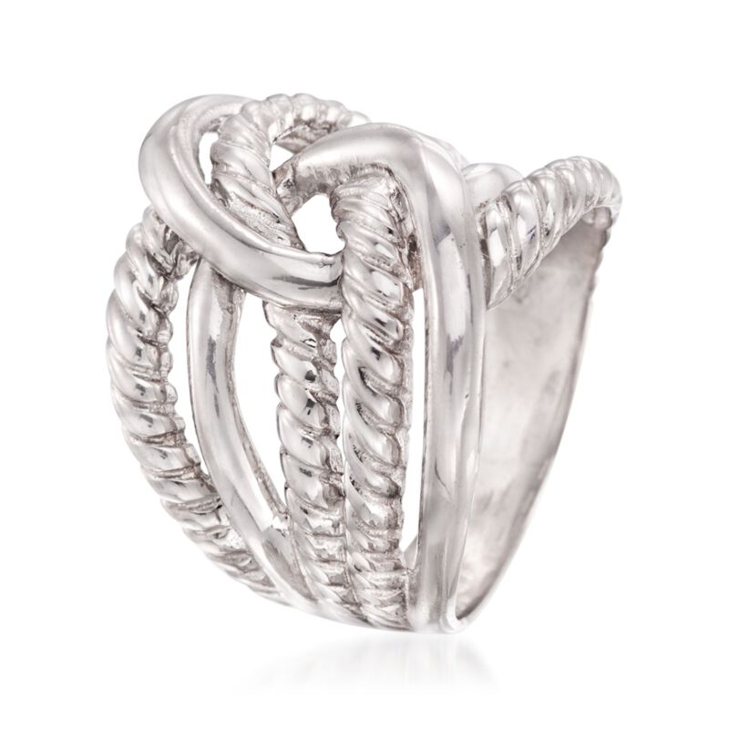 Italian Sterling Silver Roped Knot Ring image number 2