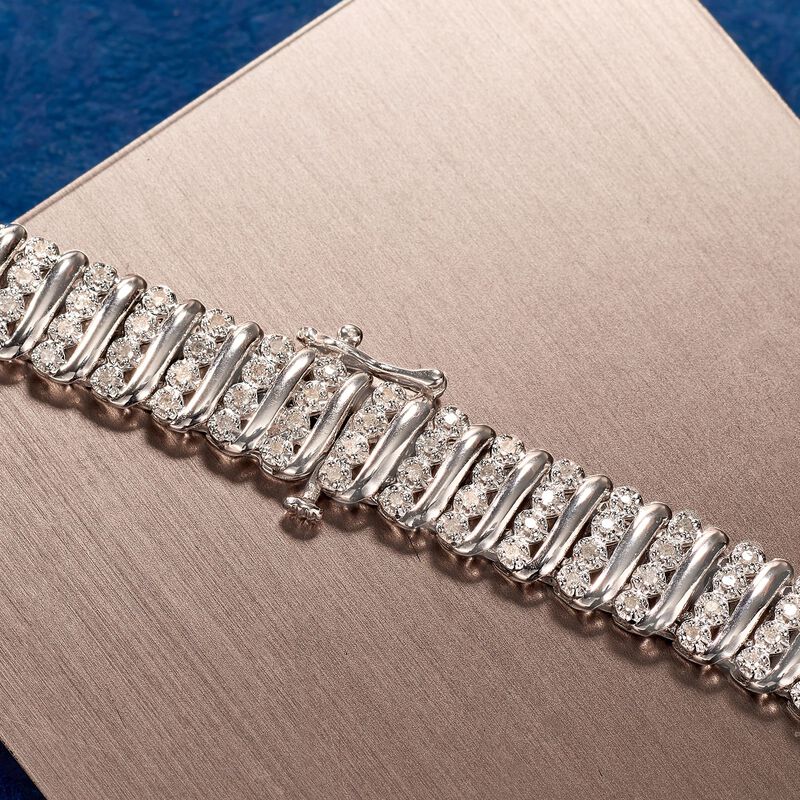 1.10 ct. t.w. Diamond Bar Bracelet in Sterling Silver image number 3